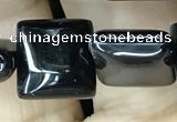 CAA2557 15.5 inches 14*14mm square black agate beads wholesale