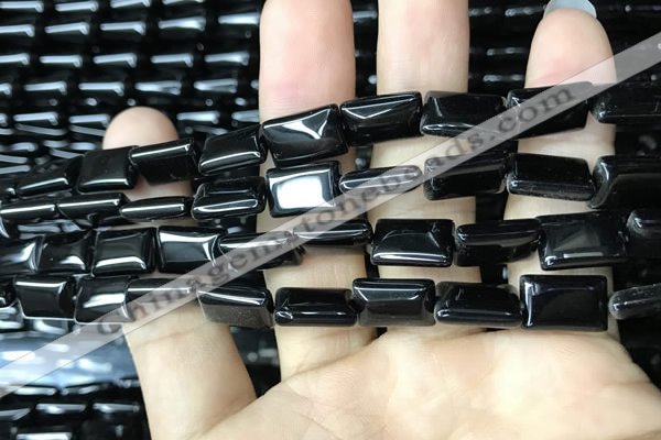 CAA2565 15.5 inches 8*12mm rectangle black agate beads wholesale