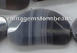 CAA257 15.5 inches 25*40mm faceted freeform grey line agate beads