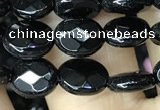 CAA2589 15.5 inches 6*8mm faceted oval black agate beads wholesale