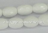 CAA26 15.5 inches 12*16mm faceted rice white agate gemstone beads