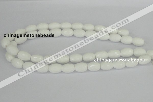 CAA26 15.5 inches 12*16mm faceted rice white agate gemstone beads