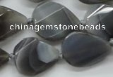 CAA260 15.5 inches 24*32mm twisted & faceted teardrop grey line agate beads