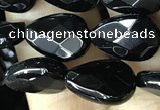 CAA2600 15.5 inches 8*12mm faceted flat teardrop black agate beads