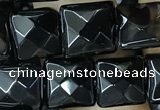 CAA2607 15.5 inches 8*8mm faceted square black agate beads