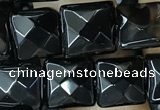 CAA2608 15.5 inches 10*10mm faceted square black agate beads