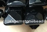 CAA2611 15.5 inches 16*16mm faceted square black agate beads