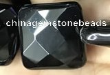 CAA2615 15.5 inches 30*30mm faceted square black agate beads