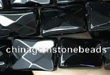 CAA2618 15.5 inches 8*12mm faceted rectangle black agate beads wholesale