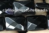 CAA2619 15.5 inches 10*14mm faceted rectangle black agate beads