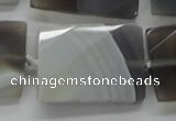 CAA262 25*35mm twisted & faceted rectangle grey line agate beads