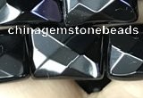 CAA2621 15.5 inches 13*18mm faceted rectangle black agate beads