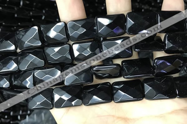 CAA2623 15.5 inches 18*25mm faceted rectangle black agate beads