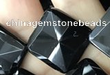 CAA2630 15.5 inches 18*18mm faceted diamond black agate beads