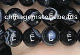 CAA2636 15.5 inches 6mm round banded black agate beads wholesale