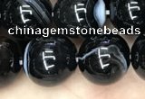 CAA2639 15.5 inches 12mm round banded black agate beads wholesale
