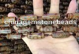 CAA2664 15.5 inches 10*28mm - 11*30mm rice tibetan agate dzi beads