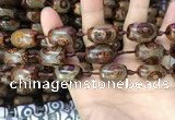 CAA2667 15.5 inches 14*21mm - 16*22mm drum tibetan agate dzi beads