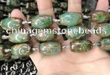 CAA2672 15.5 inches 13*22mm - 15*23mm drum tibetan agate dzi beads