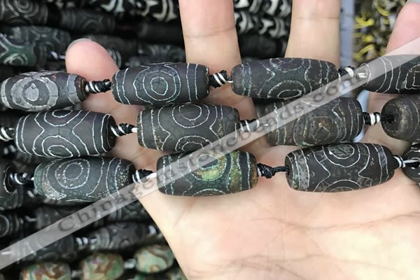 CAA2673 15.5 inches 12*30mm - 14*30mm rice tibetan agate dzi beads