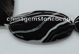 CAA268 15.5 inches 25*48mm oval black line agate gemstone beads