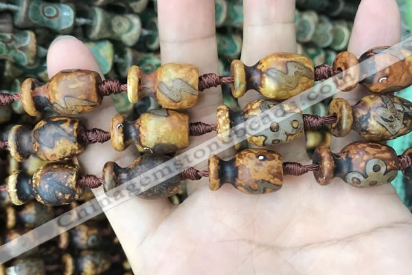 CAA2683 15.5 inches 13*18mm - 13*22mm vase-shaped tibetan agate dzi beads