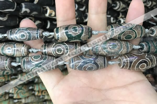 CAA2687 15.5 inches 12*30mm - 14*30mm rice tibetan agate dzi beads