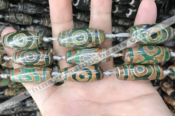 CAA2688 15.5 inches 12*30mm - 14*30mm rice tibetan agate dzi beads