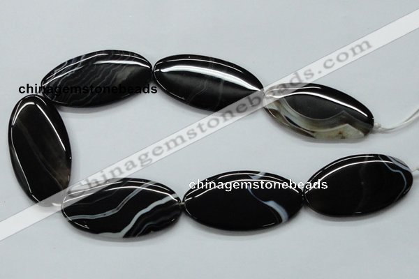 CAA269 15.5 inches 30*55mm oval black line agate gemstone beads