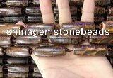 CAA2697 15.5 inches 14*38mm - 16*43mm rice tibetan agate dzi beads