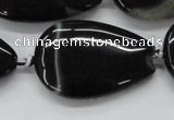 CAA270 15.5 inches 25*40mm flat teardrop black line agate beads