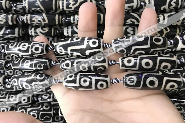 CAA2721 15.5 inches 14*38mm - 16*43mm rice tibetan agate dzi beads