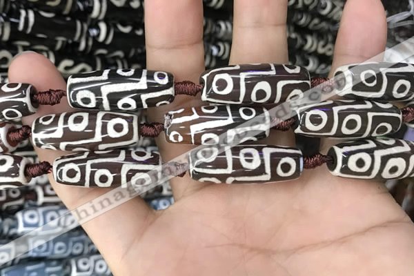 CAA2728 15.5 inches 10*28mm - 11*30mm rice tibetan agate dzi beads