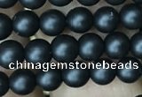 CAA2759 15.5 inches 2mm round matte black agate beads wholesale