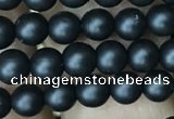CAA2760 15.5 inches 3mm round matte black agate beads wholesale