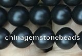 CAA2762 15.5 inches 6mm round matte black agate beads wholesale