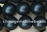 CAA2763 15.5 inches 8mm round matte black agate beads wholesale