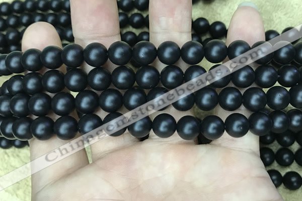 CAA2763 15.5 inches 8mm round matte black agate beads wholesale