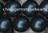 CAA2764 15.5 inches 10mm round matte black agate beads wholesale