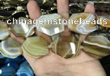 CAA2770 25*32mm - 27*35mm faceted freeform line agate beads