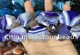 CAA2771 25*32mm - 27*35mm faceted freeform line agate beads