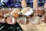 CAA2773 25*32mm - 27*35mm faceted freeform line agate beads