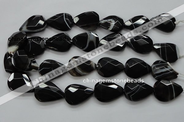 CAA278 15.5 inches 23*30mm faceted teardrop black line agate beads