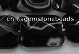 CAA279 15.5 inches 23*30mm faceted rectangle black line agate beads