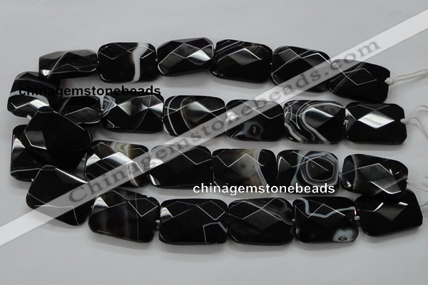 CAA279 15.5 inches 23*30mm faceted rectangle black line agate beads