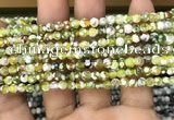 CAA2809 15 inches 4mm faceted round fire crackle agate beads wholesale