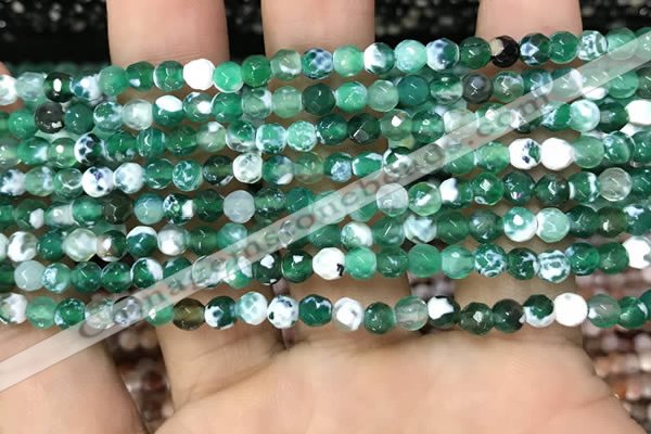 CAA2812 15 inches 4mm faceted round fire crackle agate beads wholesale