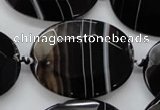 CAA282 15.5 inches 30*40mm faceted oval black line agate beads