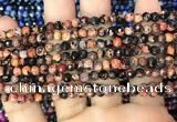 CAA2820 15 inches 4mm faceted round fire crackle agate beads wholesale