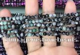 CAA2823 15 inches 4mm faceted round fire crackle agate beads wholesale